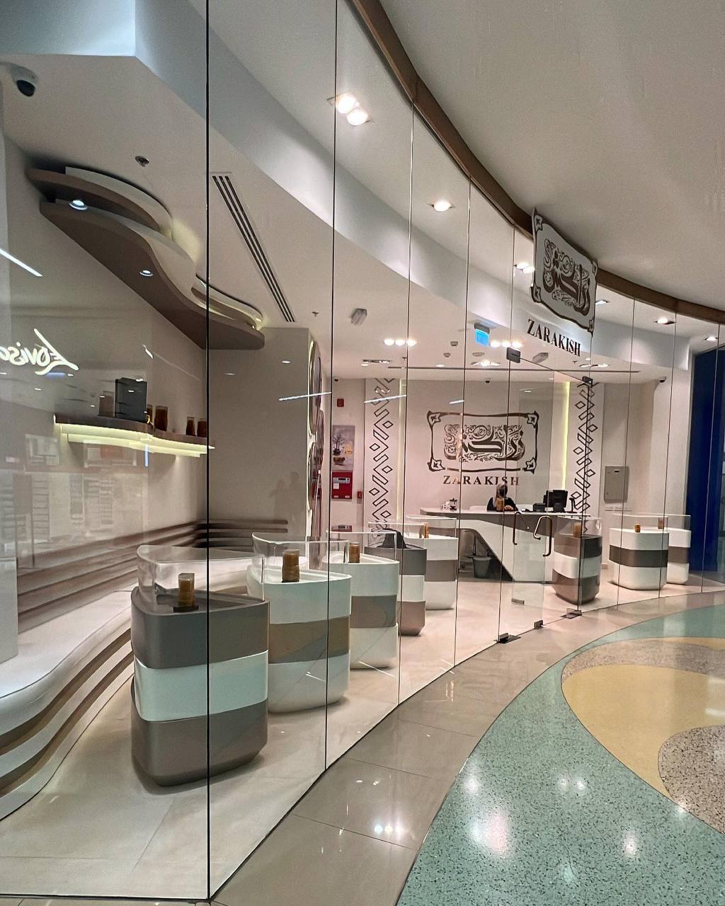 Zarakish Restaurant Dubai – Deira City Center | Modern glass façade and interior design
