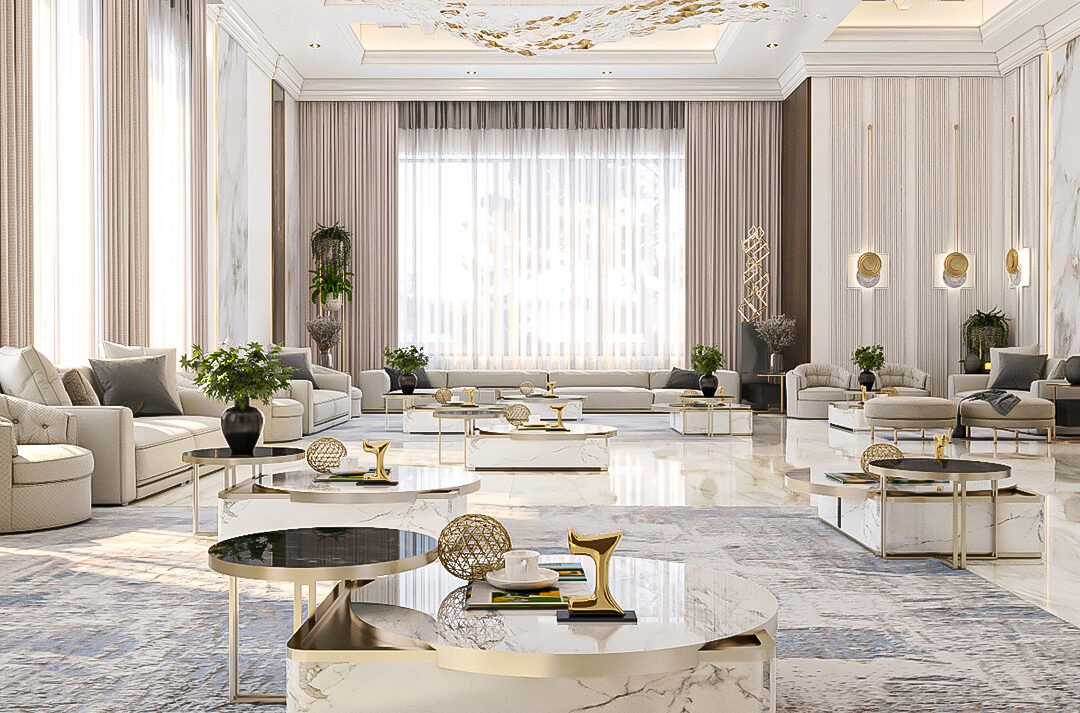 Luxury villa interior design UAE with marble and bespoke joinery